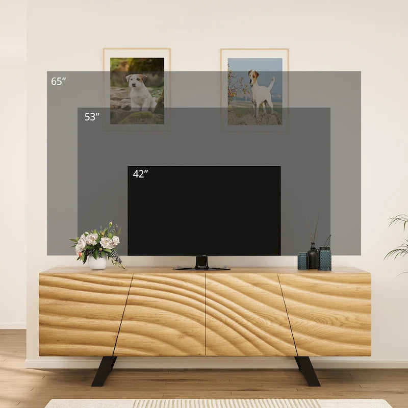 63-Inch TV Stand with 4 Doors and Wave Design