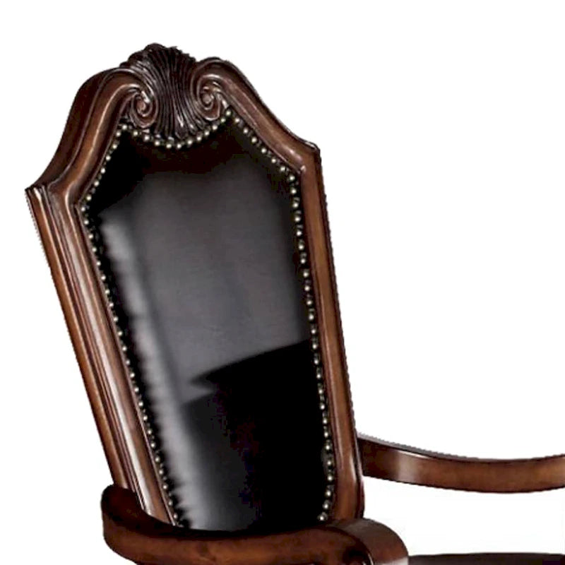Dining Arm Chair (Set of 2) in Black PU & Cherry