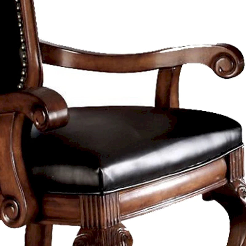 Dining Arm Chair (Set of 2) in Black PU & Cherry