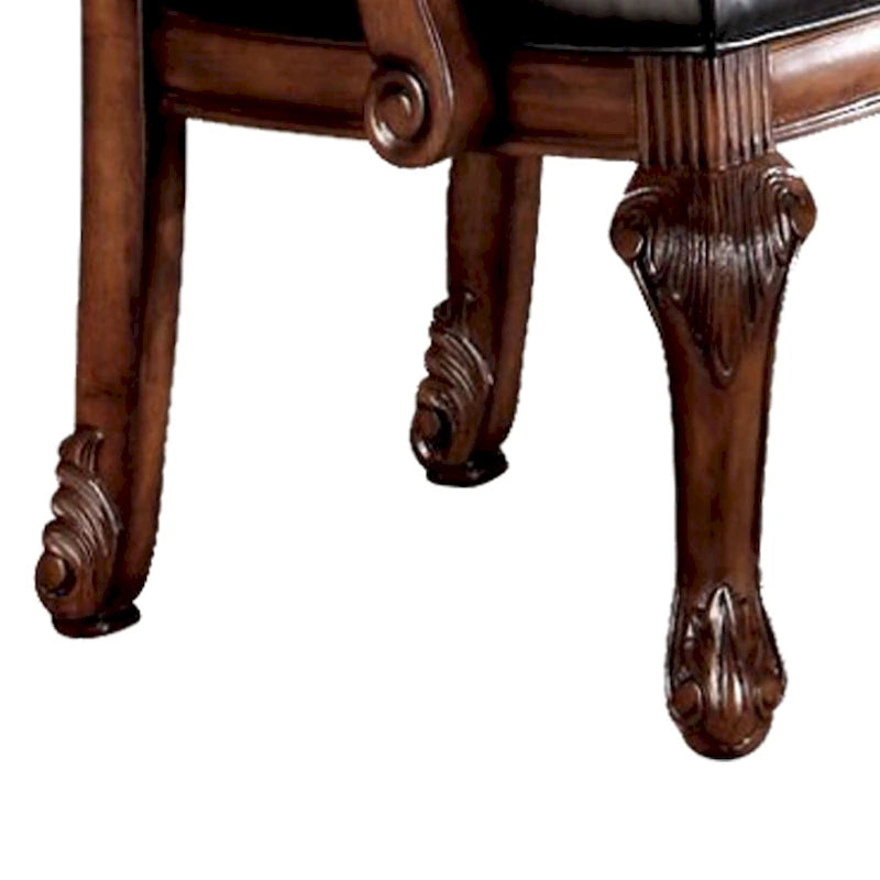 Dining Arm Chair (Set of 2) in Black PU & Cherry