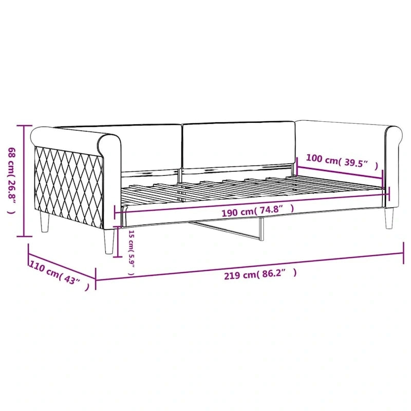 Light Gray Velvet Twin Daybed Sofa