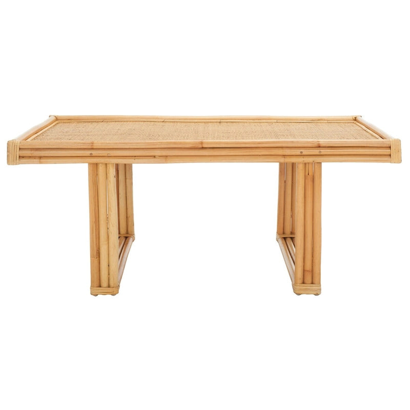 Natural Rattan and Bamboo Rectangle Coffee Table