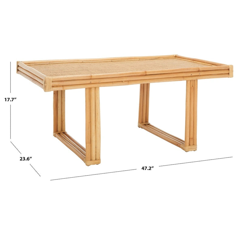 Natural Rattan and Bamboo Rectangle Coffee Table