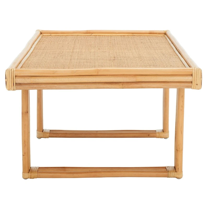 Natural Rattan and Bamboo Rectangle Coffee Table