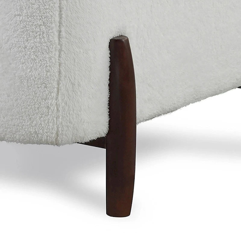 Off-White Sherpa Upholstered Accent Chair with Tufted Back