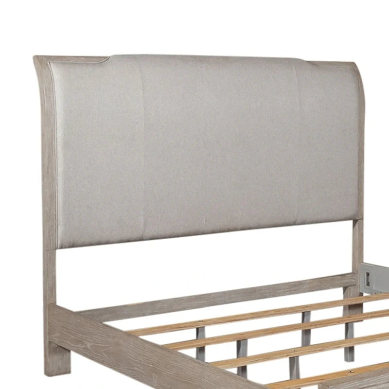 Washed Taupe and Silver Champagne King Upholstered Bed