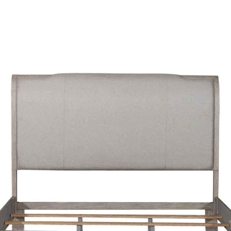 Washed Taupe and Silver Champagne King Upholstered Bed