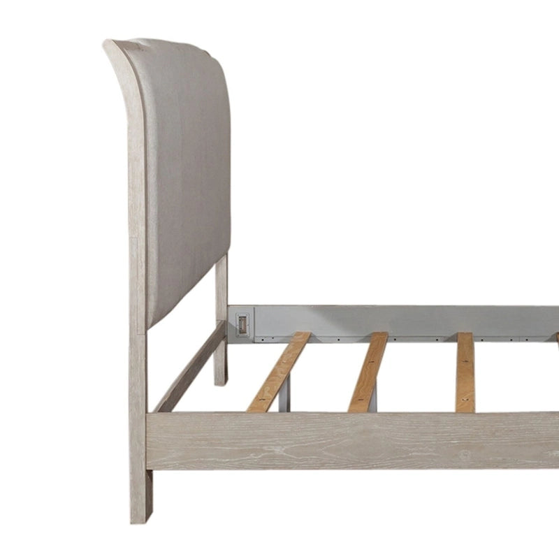 Washed Taupe and Silver Champagne King Upholstered Bed