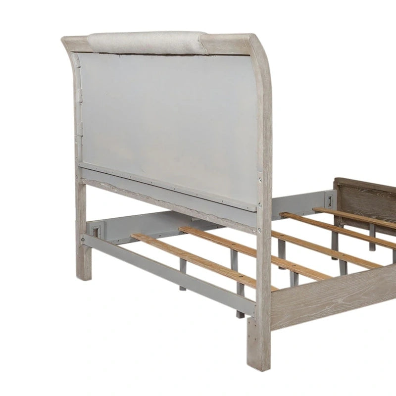 Washed Taupe and Silver Champagne King Upholstered Bed