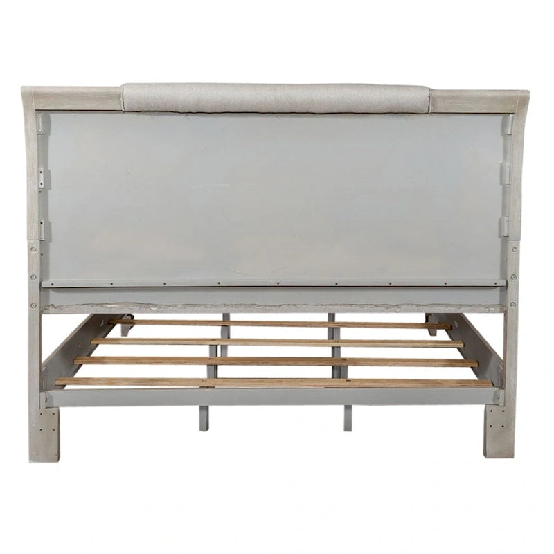 Washed Taupe and Silver Champagne King Upholstered Bed