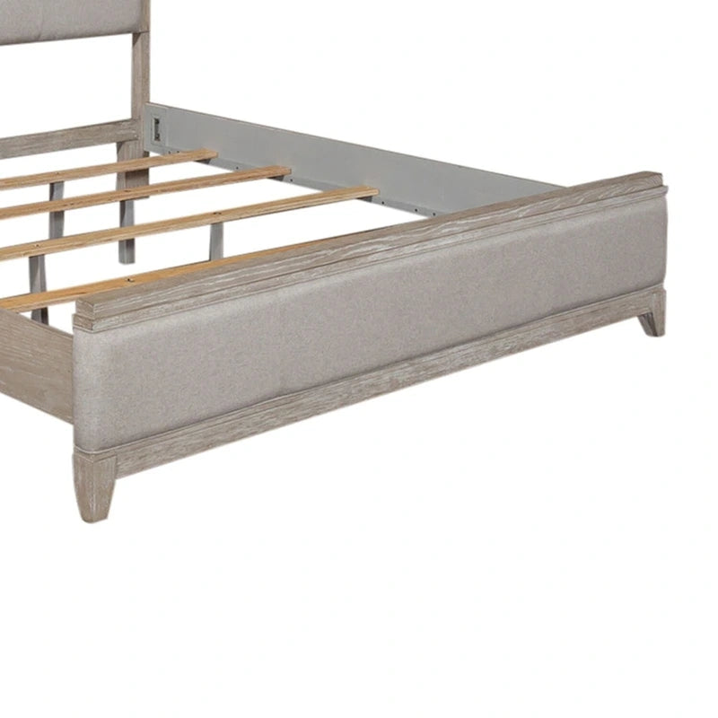 Washed Taupe and Silver Champagne King Upholstered Bed
