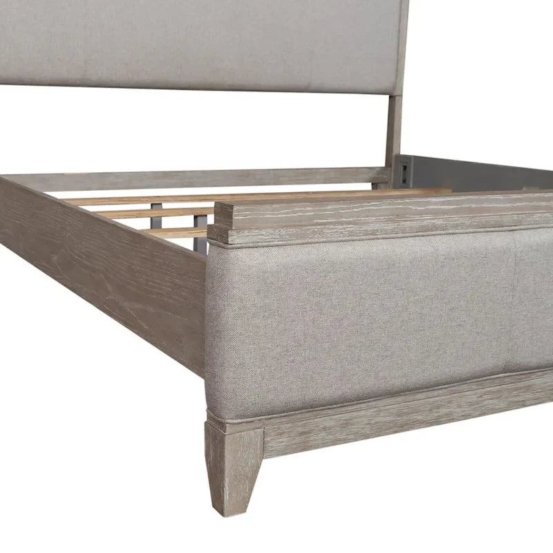 Washed Taupe and Silver Champagne King Upholstered Bed
