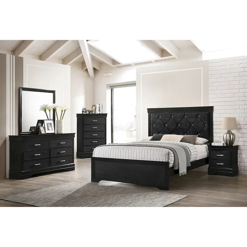 Black Velvet Tufted Upholstered Bed King/Queen/Full/Twin