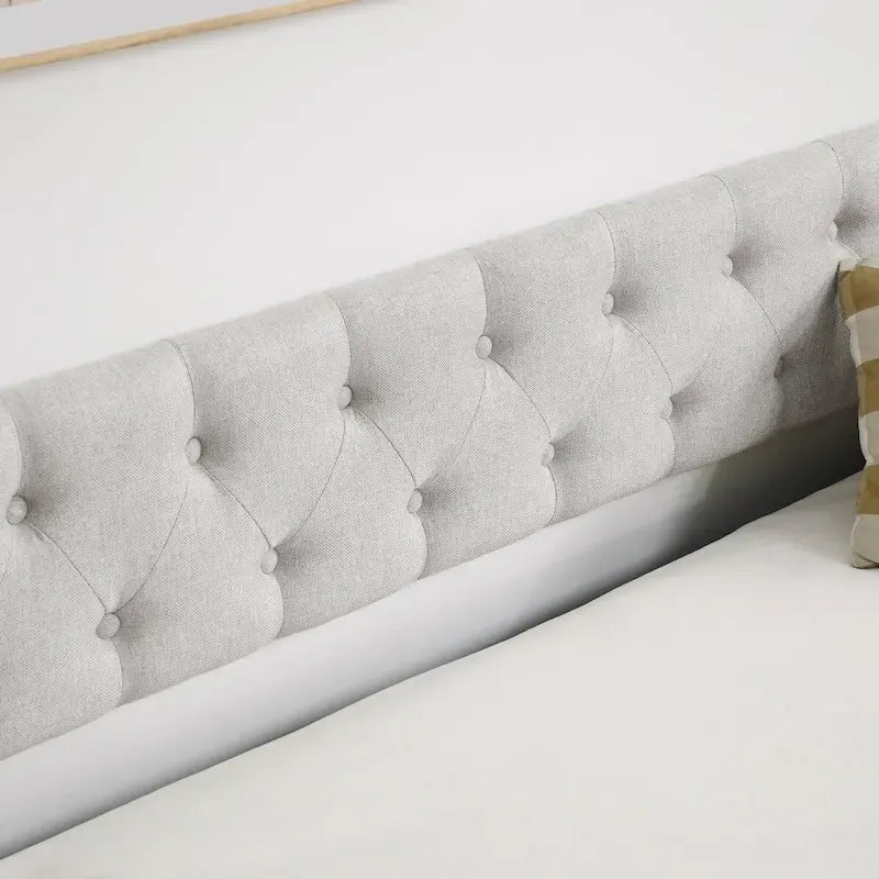 Gray Tufted Twin Daybed with Pull-Out Trundle