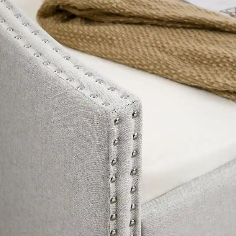 Gray Tufted Twin Daybed with Pull-Out Trundle