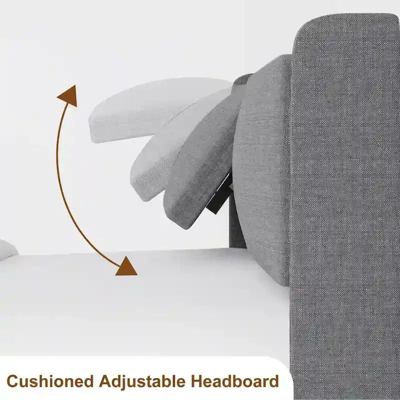 Upholstered Queen Bed with Adjustable Backrest and USB Ports
