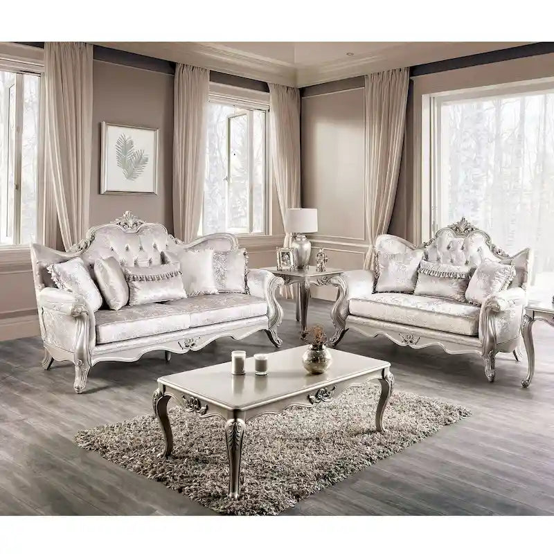 Traditional Sofa Set with Button Tufted Back