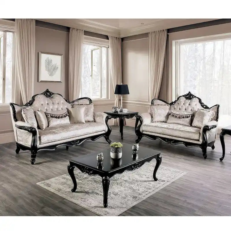 Traditional Sofa Set with Button Tufted Back