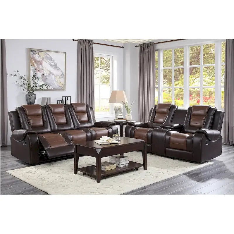 Grete Brown Premium Faux Leather Living Room Set