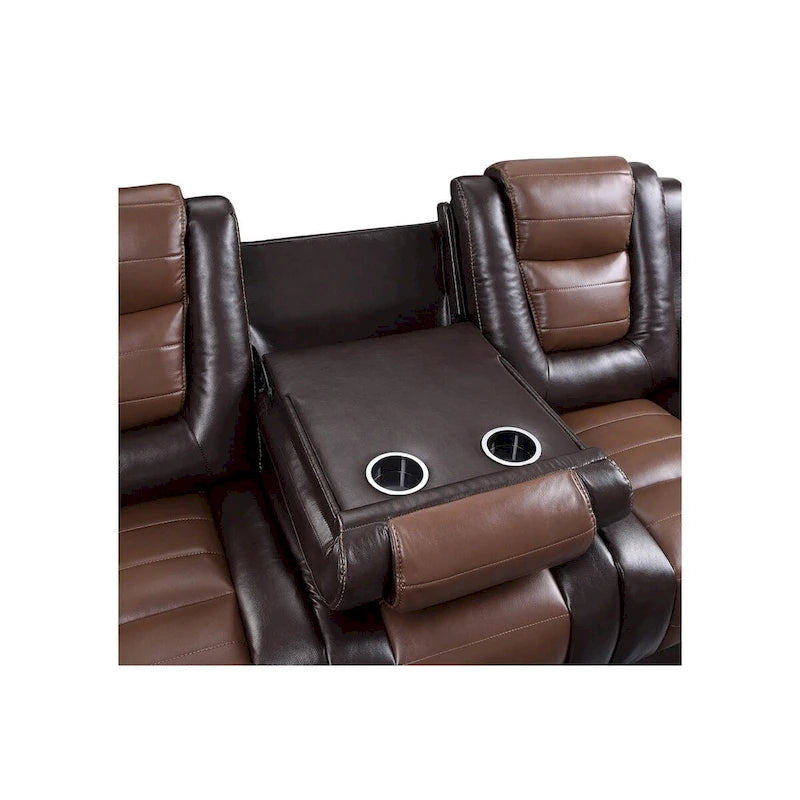 Brown Faux Leather Reclining Living Room Set