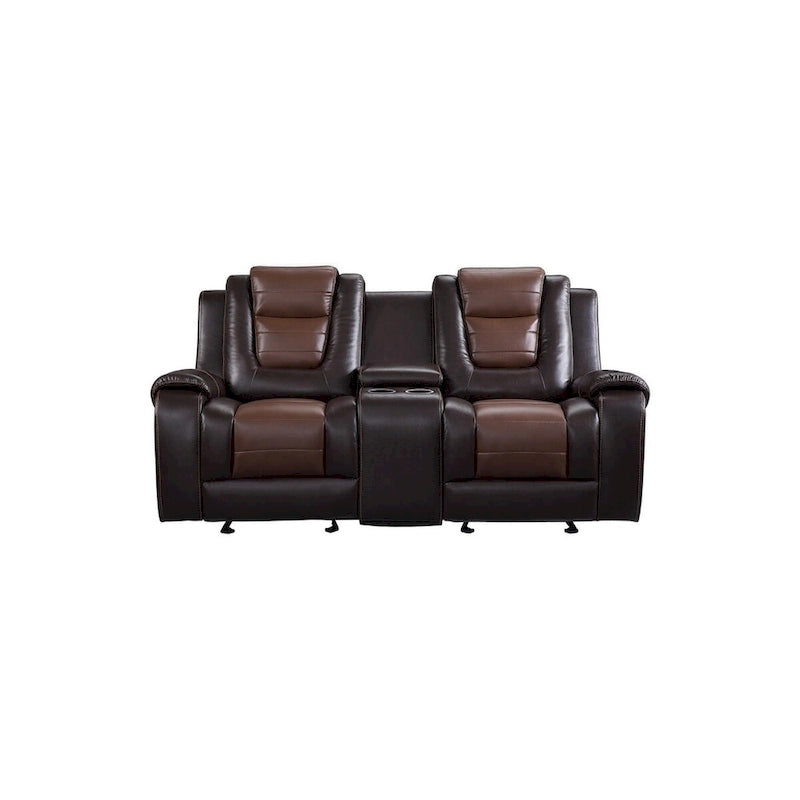 Brown Faux Leather Reclining Living Room Set