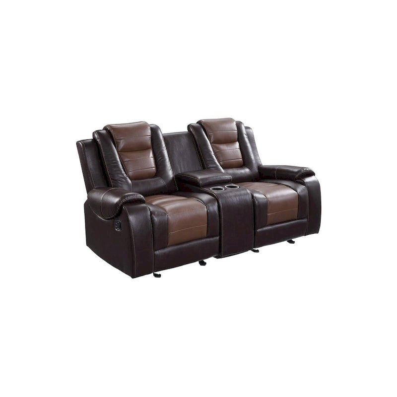 Brown Faux Leather Reclining Living Room Set