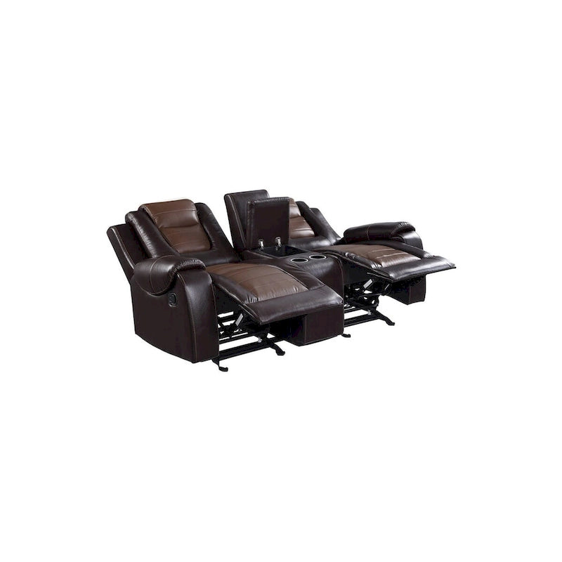 Brown Faux Leather Reclining Living Room Set