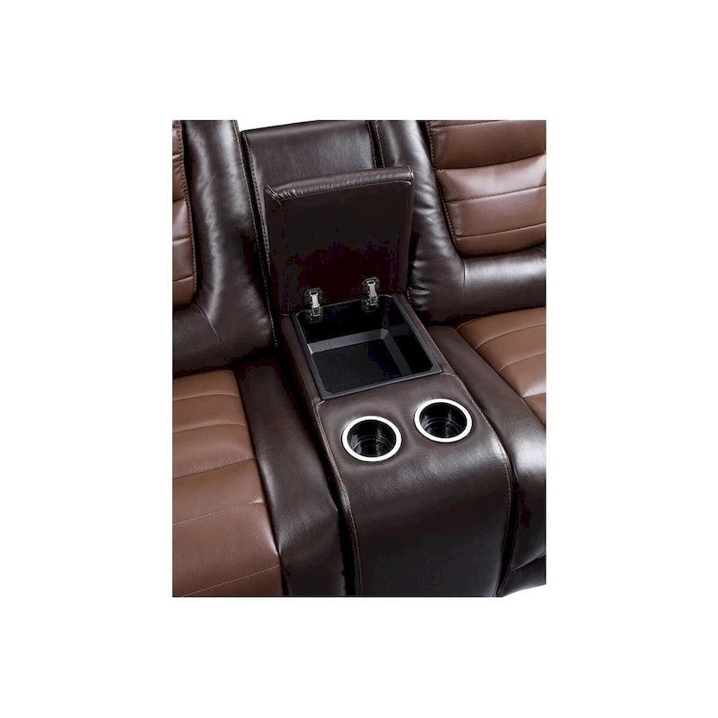 Brown Faux Leather Reclining Living Room Set