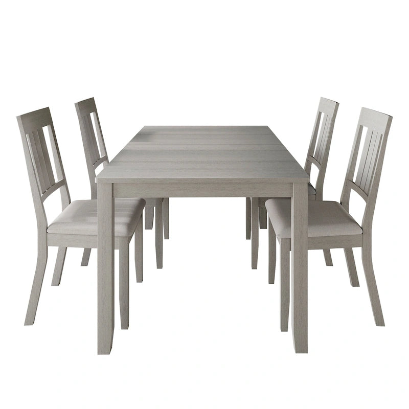 5-Piece Wooden Dining Set with Upholstered Chairs