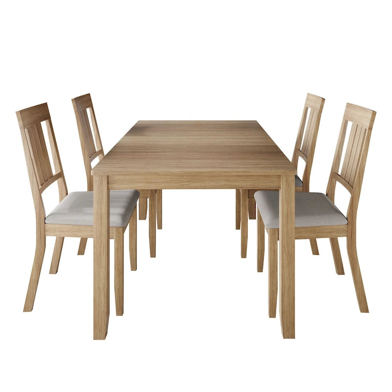 5-Piece Wooden Dining Set with Upholstered Chairs