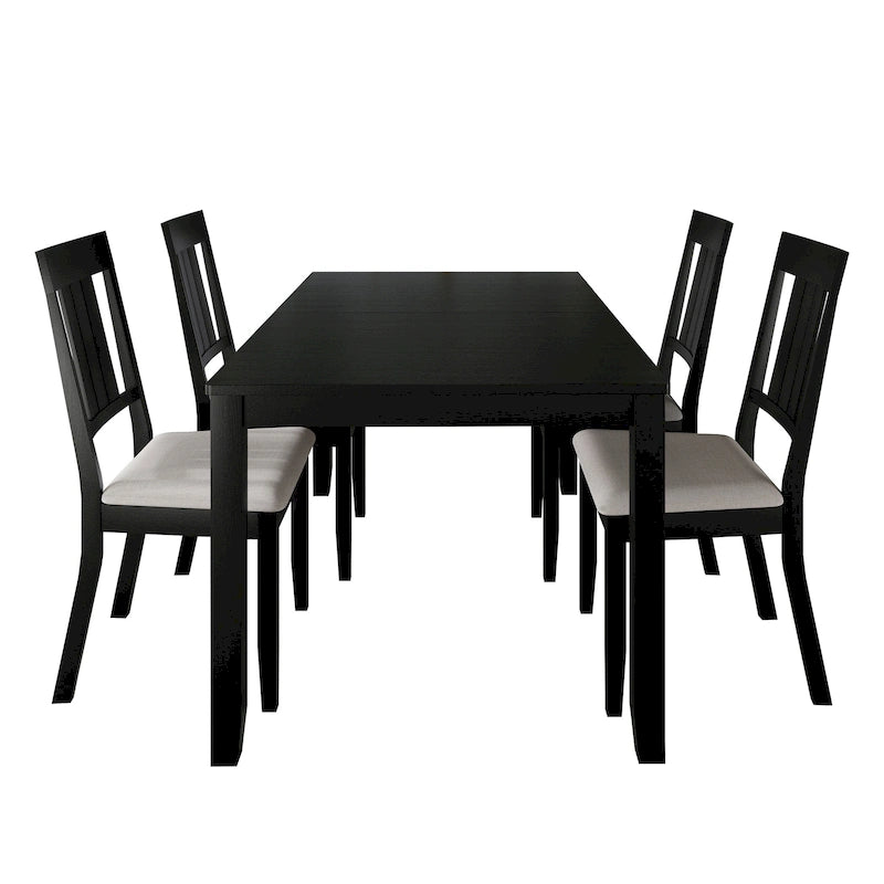 5-Piece Wooden Dining Set with Upholstered Chairs
