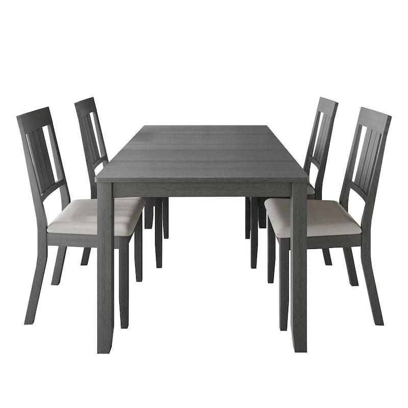 5-Piece Wooden Dining Set with Upholstered Chairs