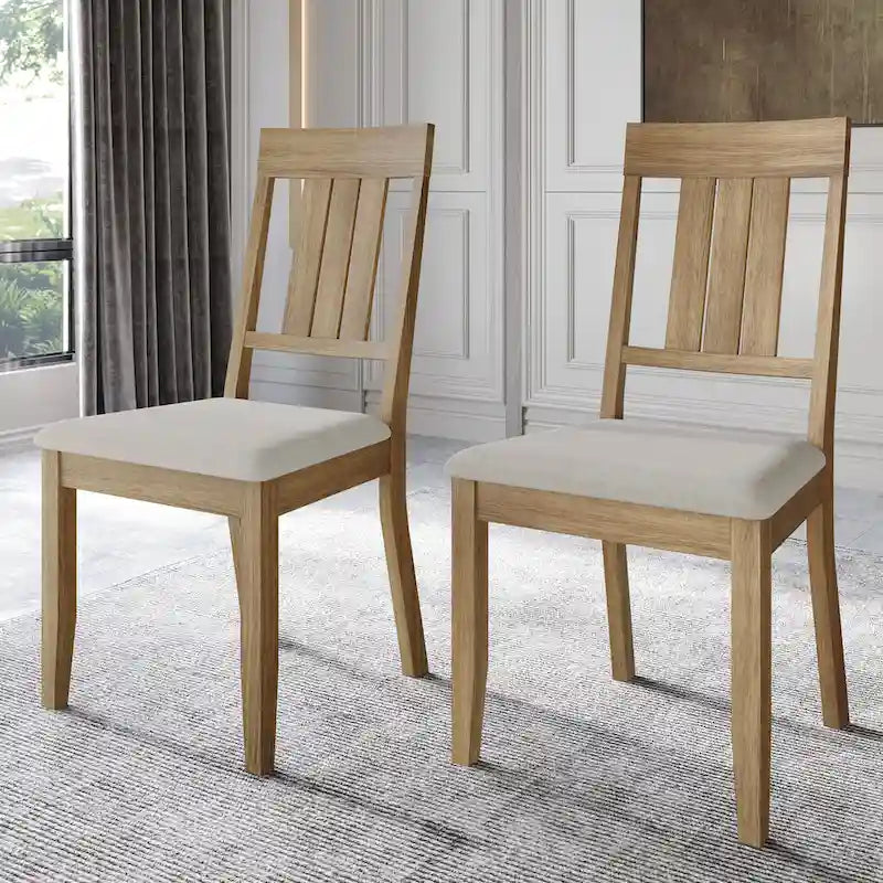 5-Piece Wooden Dining Set with Upholstered Chairs