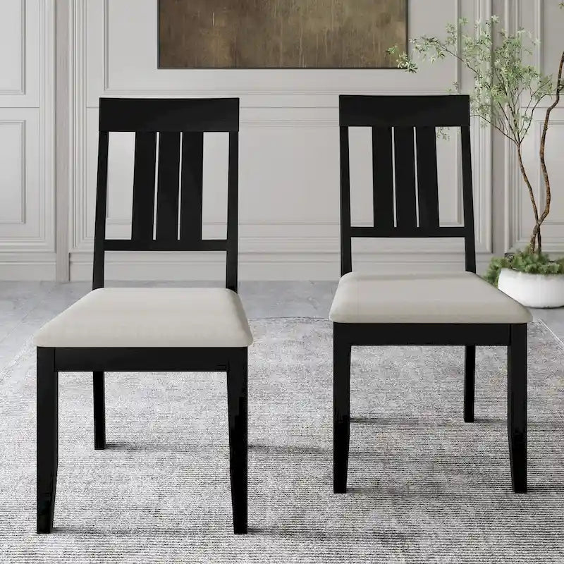5-Piece Wooden Dining Set with Upholstered Chairs
