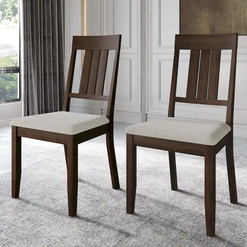 5-Piece Wooden Dining Set with Upholstered Chairs