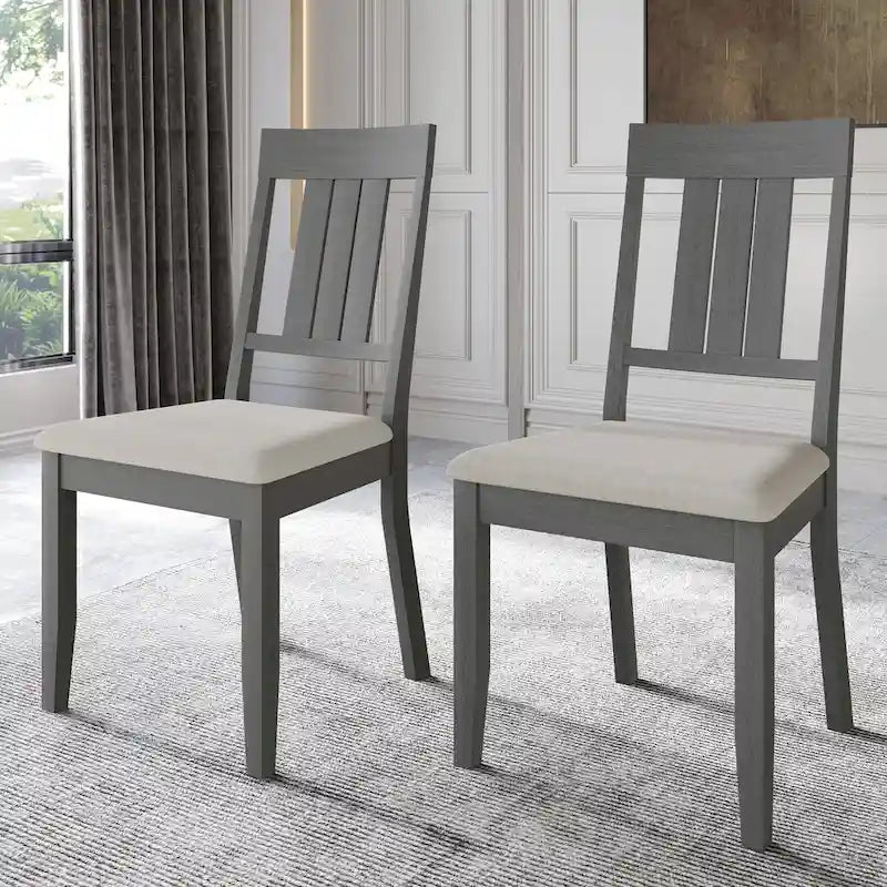 5-Piece Wooden Dining Set with Upholstered Chairs