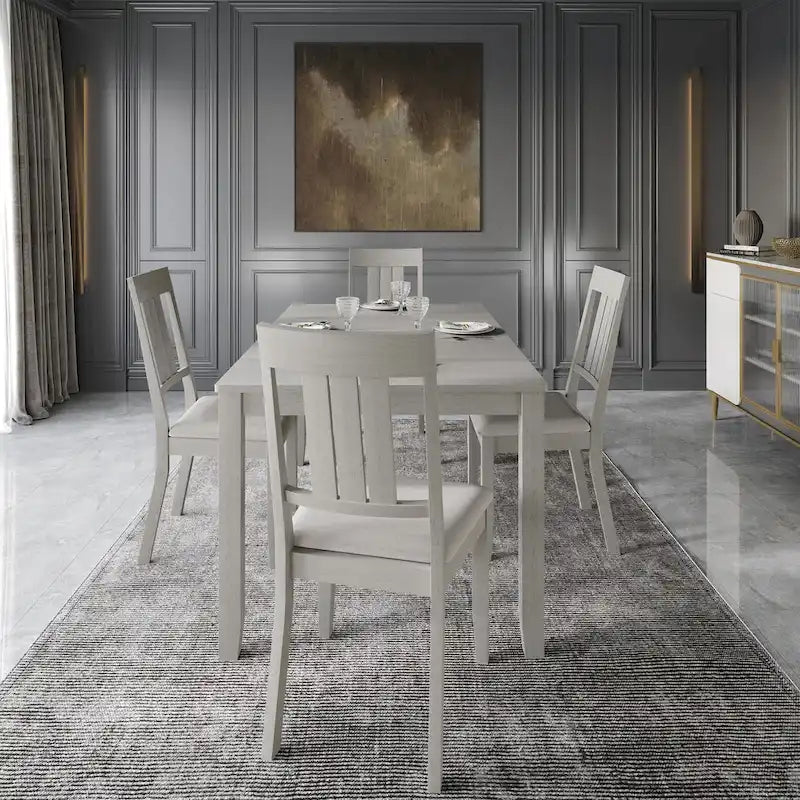 5-Piece Wooden Dining Set with Upholstered Chairs