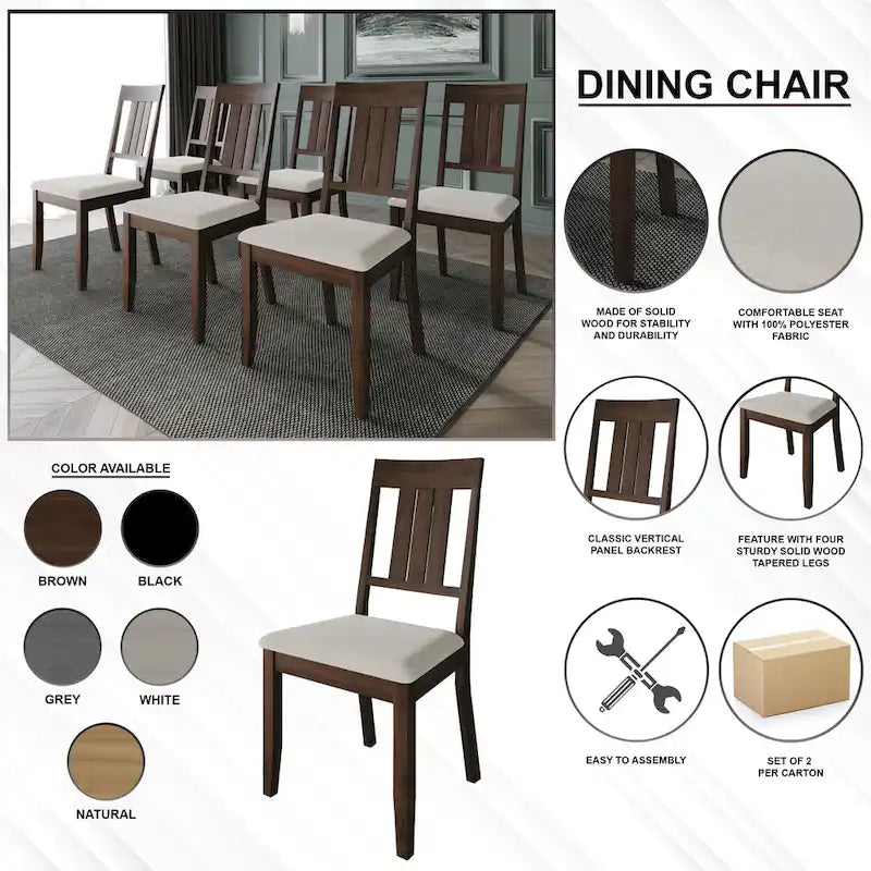 5-Piece Wooden Dining Set with Upholstered Chairs