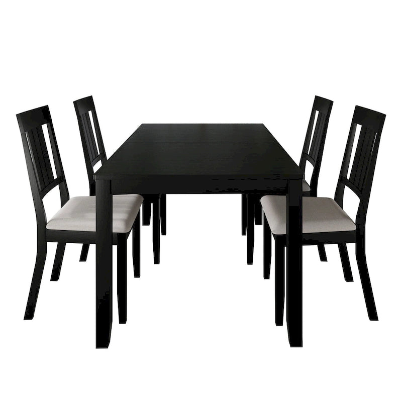 5-Piece Wooden Dining Set with Upholstered Chairs