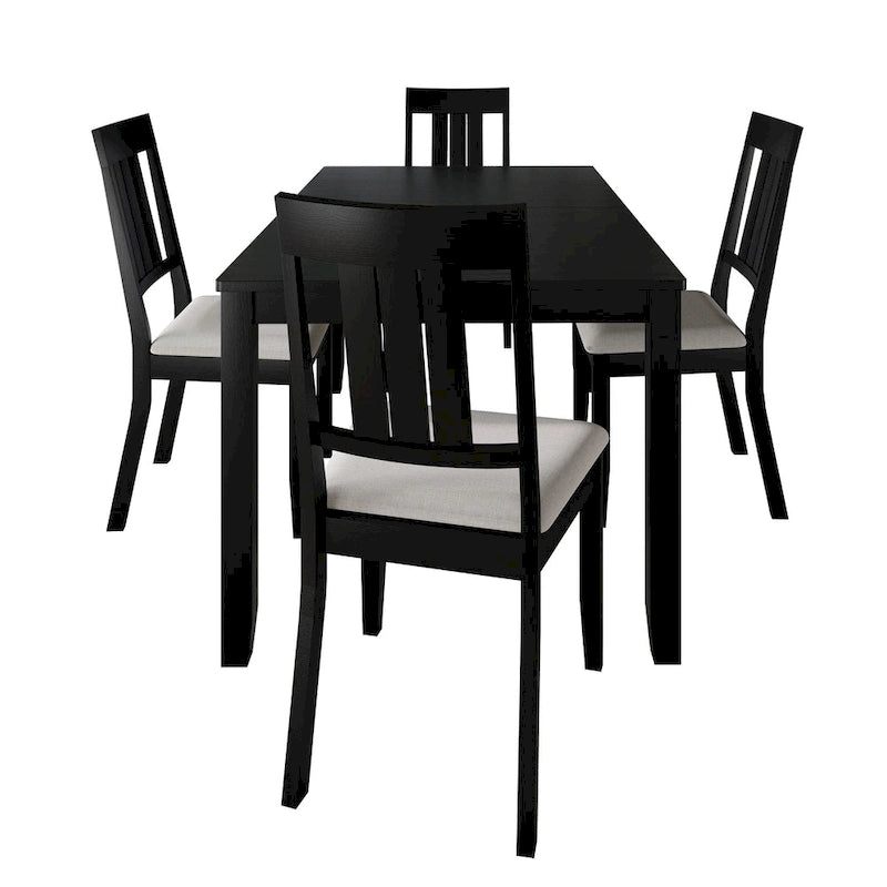 5-Piece Wooden Dining Set with Upholstered Chairs