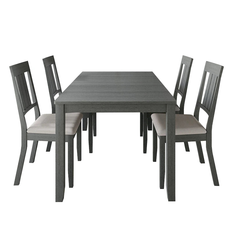 5-Piece Wooden Dining Set with Upholstered Chairs