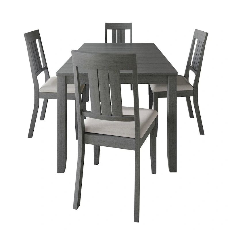 5-Piece Wooden Dining Set with Upholstered Chairs