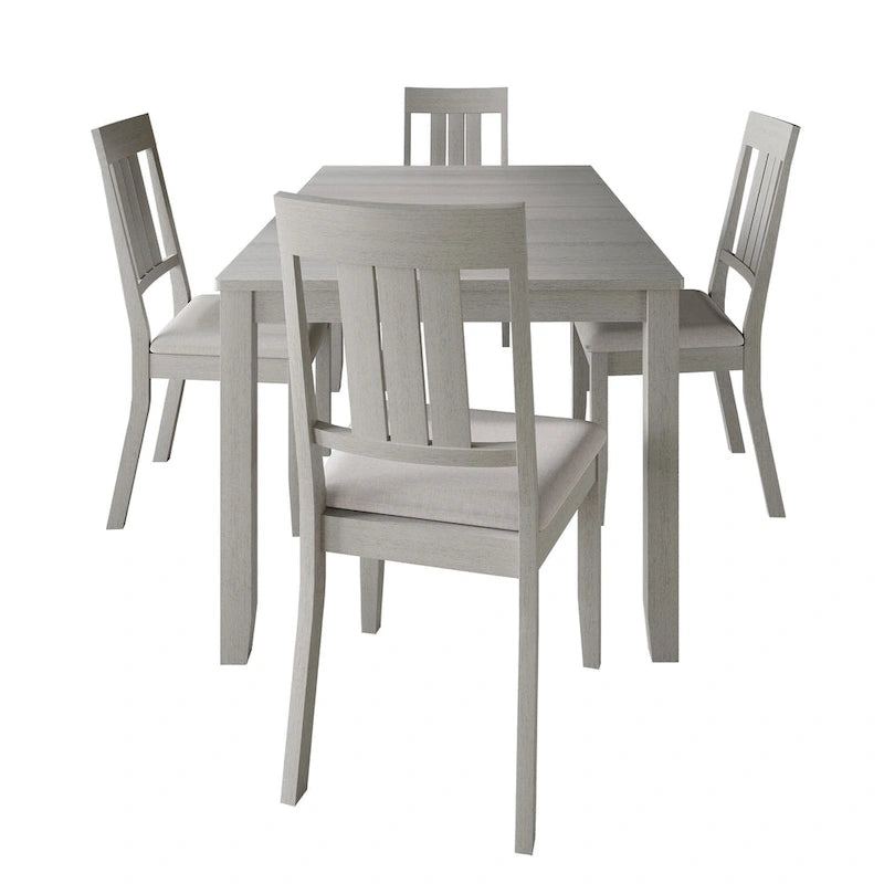5-Piece Wooden Dining Set with Upholstered Chairs