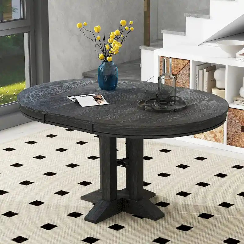 Extendable Dining Table with X-Base - 42 to 56 Inches