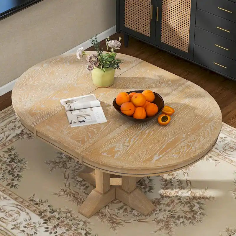 Extendable Dining Table with X-Base - 42 to 56 Inches