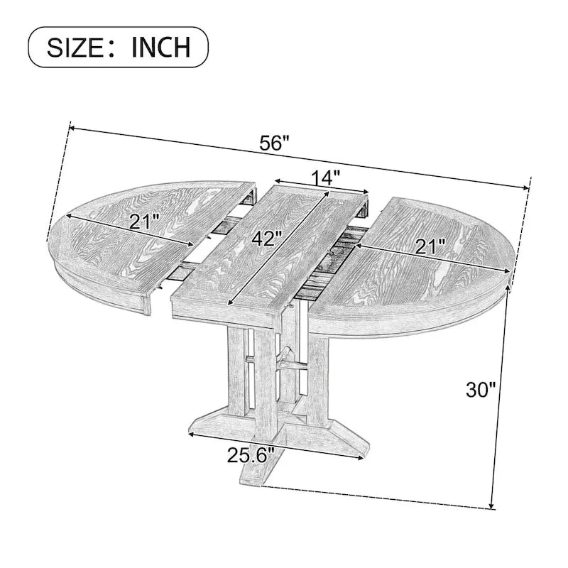 Extendable Dining Table with X-Base - 42 to 56 Inches