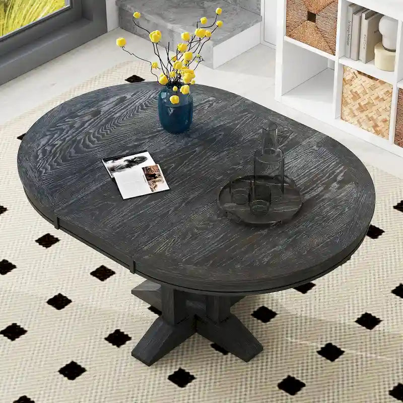 Extendable Dining Table with X-Base - 42 to 56 Inches