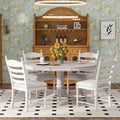 5-Piece Extendable Dining Set with Pedestal Table and 4 Upholstered Chairs