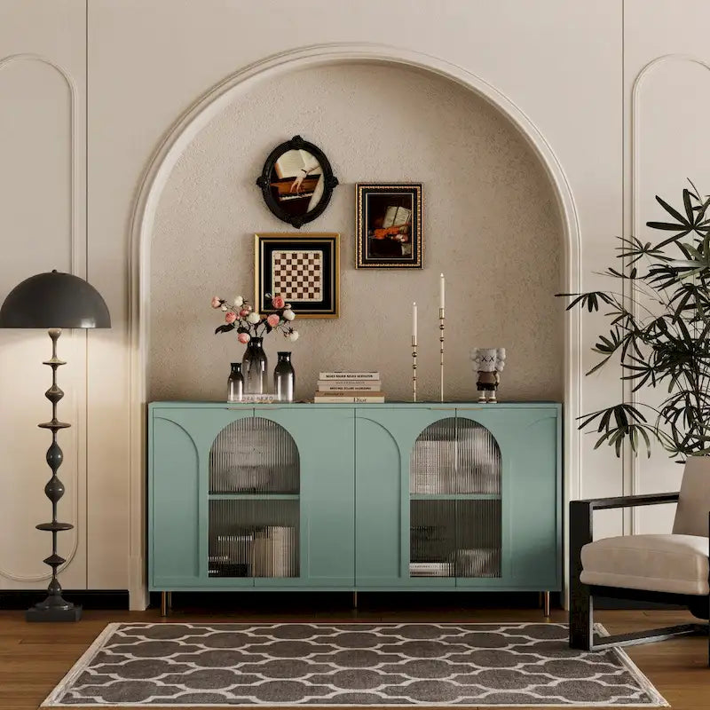 Accent Cabinet with 4 Fluted Glass Doors