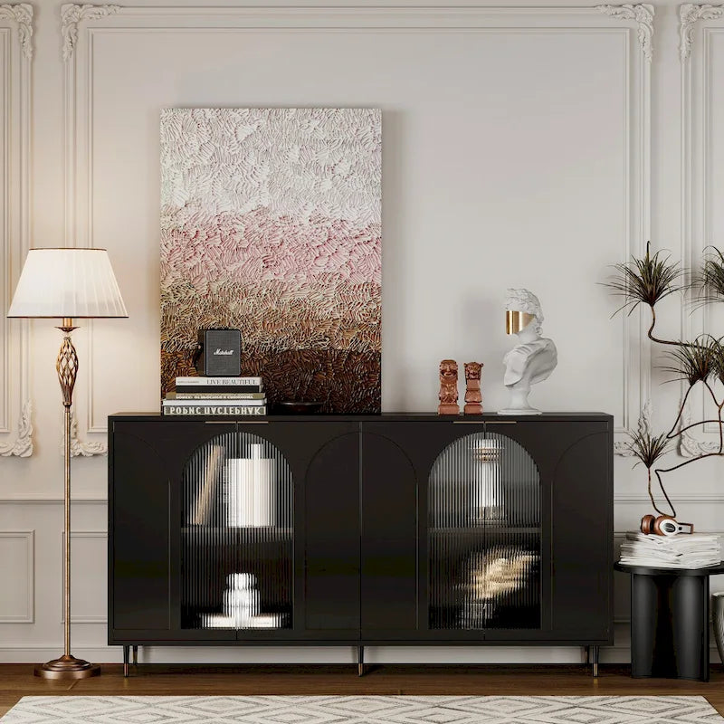 Accent Cabinet with 4 Fluted Glass Doors